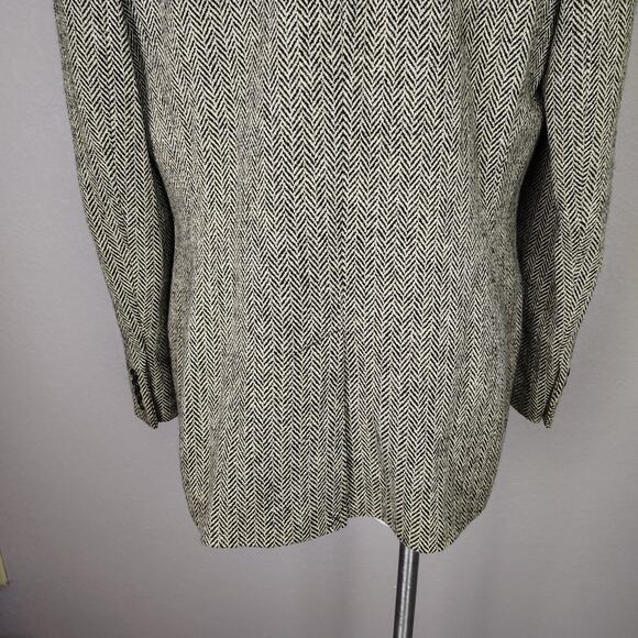 Ralph Lauren Herringbone Tweed Blazer 90% Wool Velvet Collar Sz 14 - Picture 13 of 14
